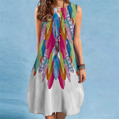 JuliaFashion - Ladies Summer Loose Floral Midi Sleeveless V-Neck Elegant Party New Rose Print Vintage Dress