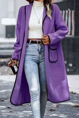 Plush Cardigan With Lapel Pocket Purple / S Cardigans