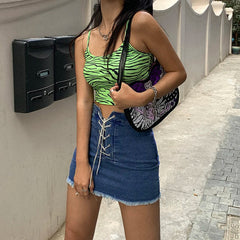 Leopard Camis For Women Ladies Print Crops Sleeveless Striped Short Mini Camisoles Casual