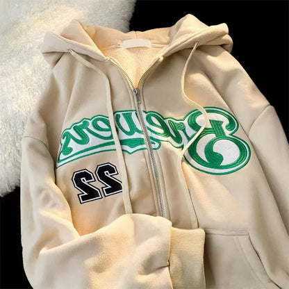 Vintage Oversized Stylish Letter Embroidery Hoodie