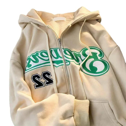 Vintage Oversized Stylish Letter Embroidery Hoodie