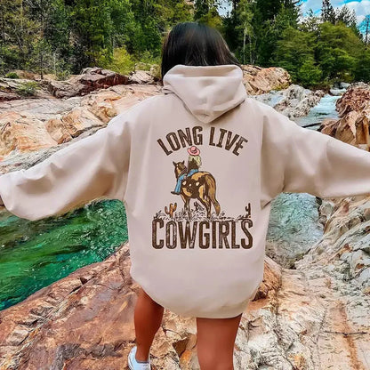 Vintage Trendy Western Desert Cowgirl Hoodie