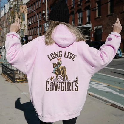 Vintage Trendy Western Desert Cowgirl Hoodie