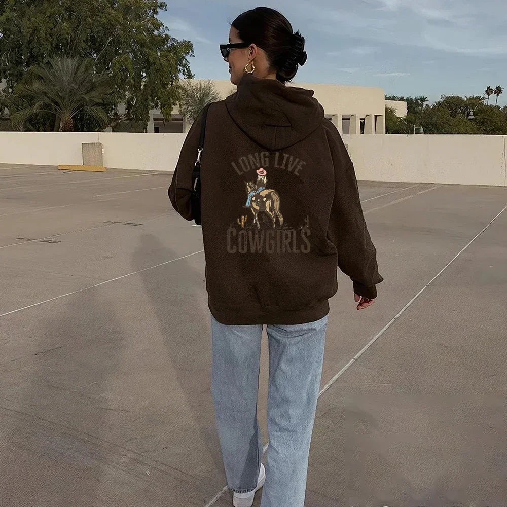 Vintage Trendy Western Desert Cowgirl Hoodie