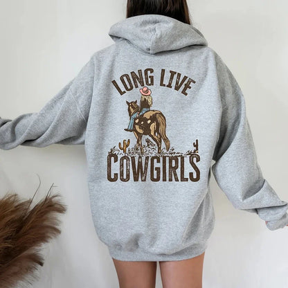Vintage Trendy Western Desert Cowgirl Hoodie