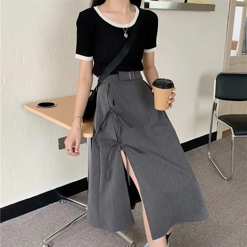 Long Solid Simple All Match High Waist Casual Comfortable Skirt