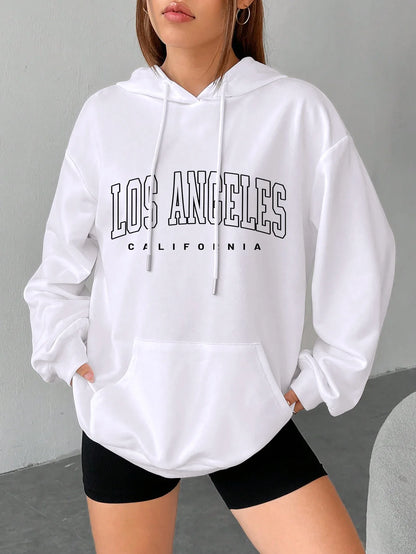 Los Angeles Art Letter Design Women Streetwear American Style Hoody