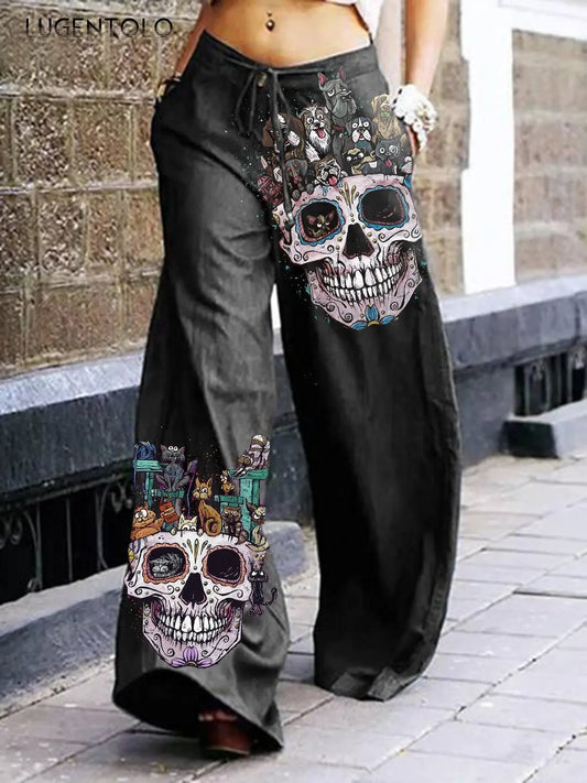 Skull Rock Cargo Pants Print Style Dark Summer Pants