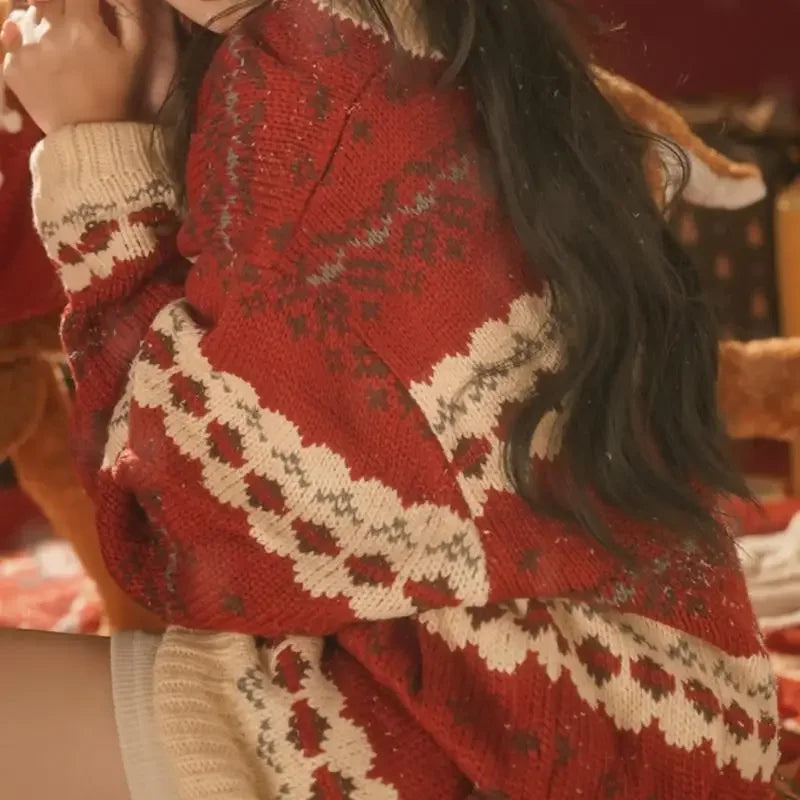 Lazy Style Thickened Loose Retro Christmas New Year Sweater Sweaters-L