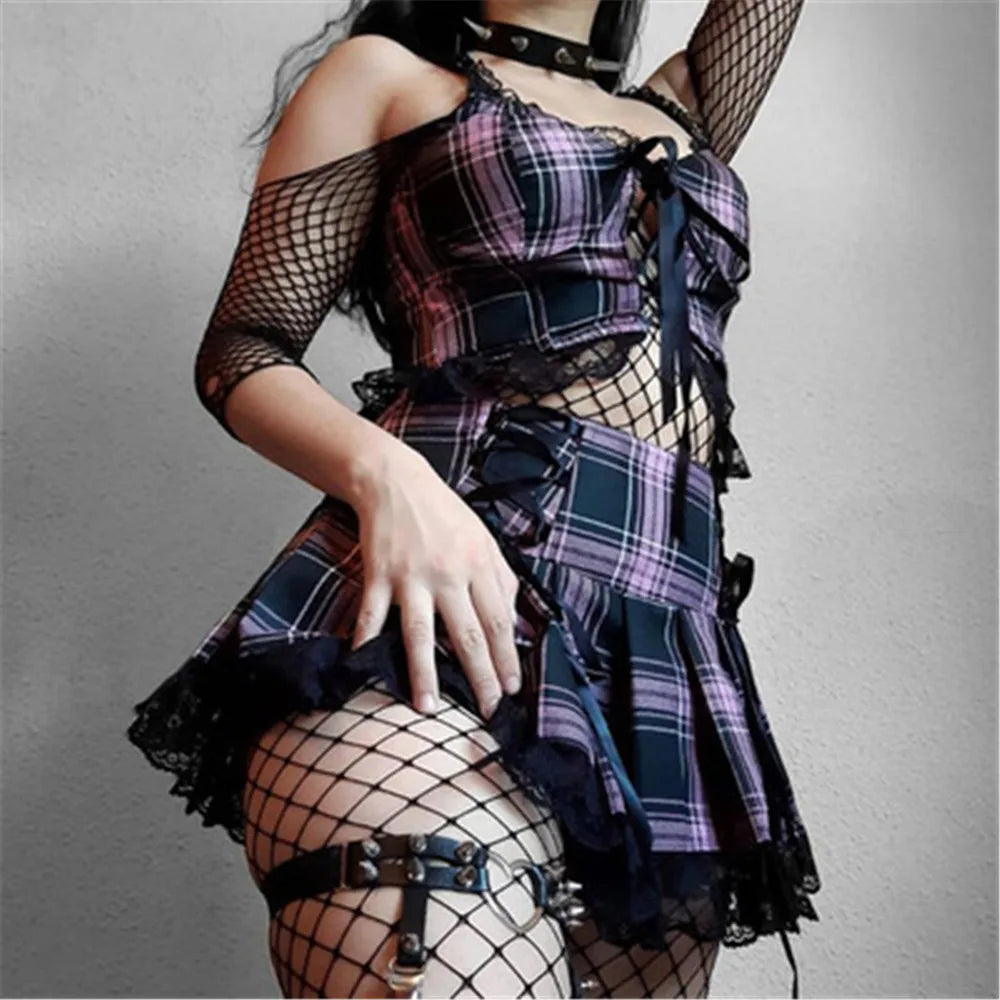 Mall Gothic Grunge Summer Mini Women Y2K Vintage Harajuku Streetwear High Waist Bandage Sexy Skirt