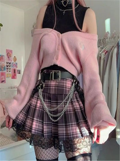 Mall Gothic Grunge Summer Mini Women Y2K Vintage Harajuku Streetwear High Waist Bandage Sexy Skirt