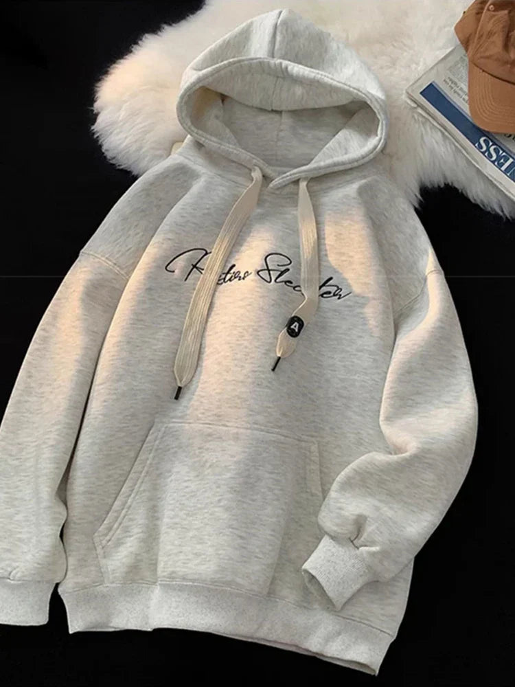 Letter Print Autumn Goth Fashion Hoodie GRAY / M(40-45KG)
