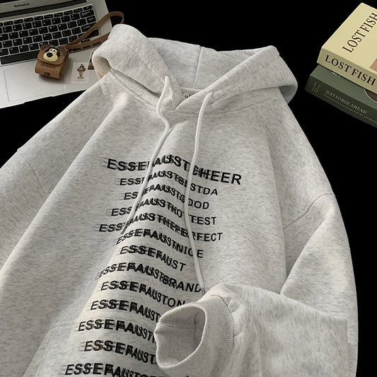 Fashion Baggy Letter Print Casual Unisex Hoodie