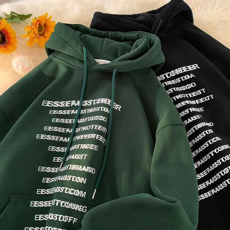 Fashion Baggy Letter Print Casual Unisex Hoodie