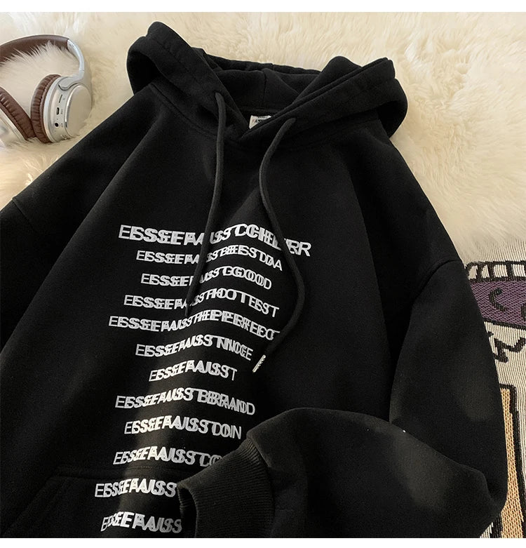 Fashion Baggy Letter Print Casual Unisex Hoodie