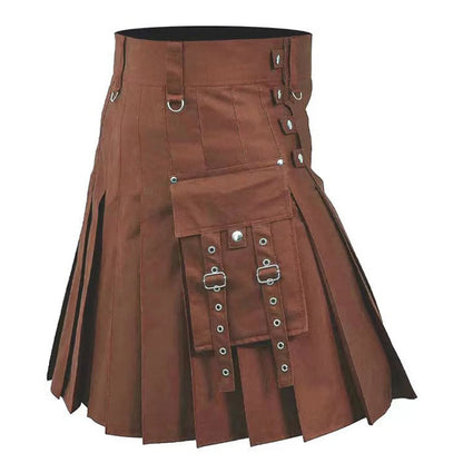 JuliaFashion - Scottish Traditional Highland Tartan Kilt Trend Scottish Holiday Medieval Pleated Skirt Men Scottish Traditional Tartan Kilt Dress