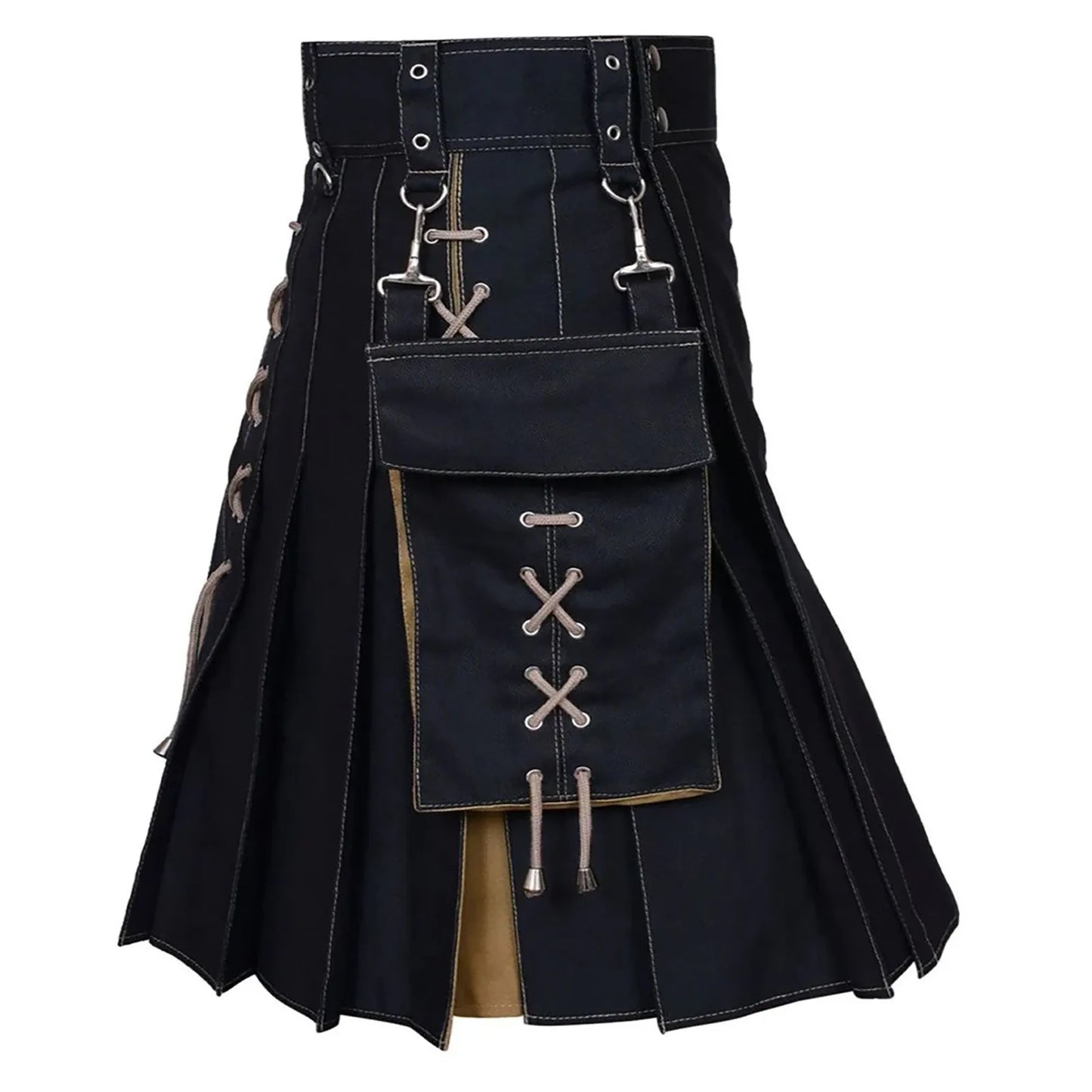 JuliaFashion - Scottish Traditional Highland Tartan Kilt Trend Scottish Holiday Medieval Pleated Skirt Men Scottish Traditional Tartan Kilt Dress