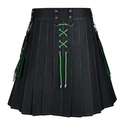 JuliaFashion - Scottish Traditional Highland Tartan Kilt Trend Scottish Holiday Medieval Pleated Skirt Men Scottish Traditional Tartan Kilt Dress