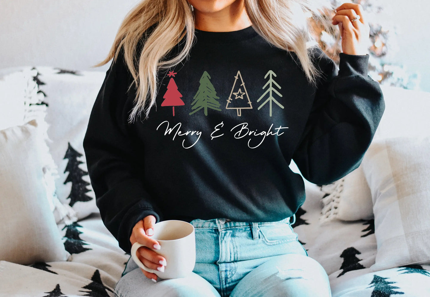 Merry Bright Modern Female Outdoors All-Match Christmas Hoodie Black / S Hoodies-L