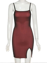 Julia Fashion - Mesh Double-layer Skinny Party Elastic Split Trendy Clubwear Slim Mini Dress