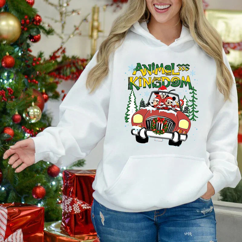 Charming Mickey Mouse Plus Velvet Sports Christmas Hoodie White 15 / S Hoodies-L