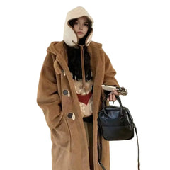 Hooded Fleece Lined Mid-Length Overcoat