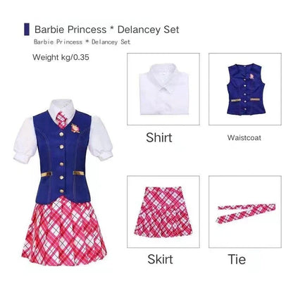 Barbie Princess School Uniform Top Skirt Halloween Carnival Party Attire