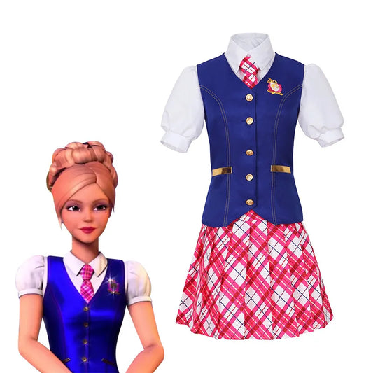 Barbie Princess School Uniform Top Skirt Halloween Carnival Party Attire