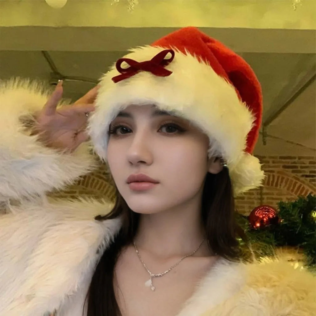Plush Christmas Santa Claus Cosplay Winter Party Hat Hat-L
