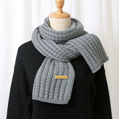 Thick Knitted Cashmere Lady Korean Style Winter Scarf Dark Grey Scarfs-L