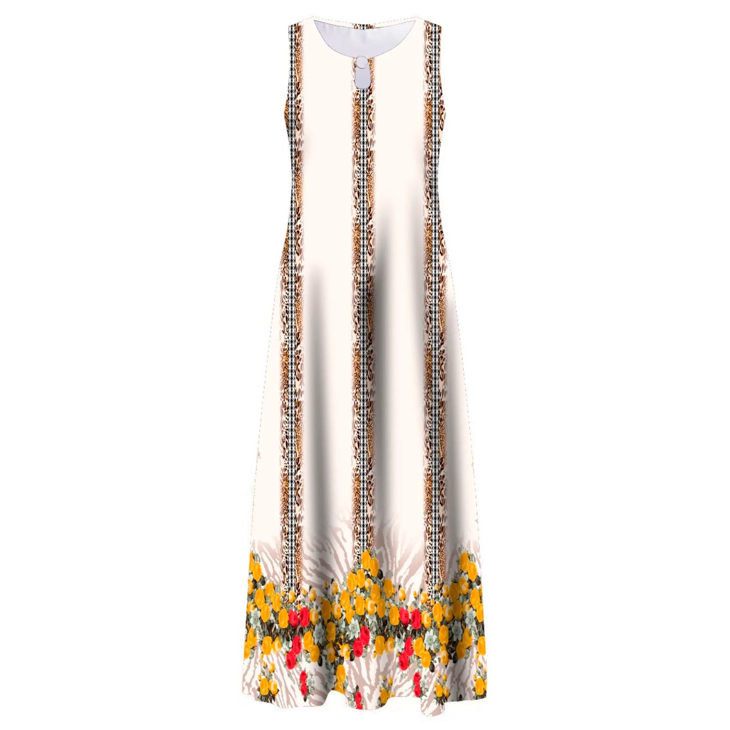 JuliaFashion - New Loose Floral Vintage Hole Big Large Elegant Party Maxi With Pockets Summer Boho Sleeveless Long Dress