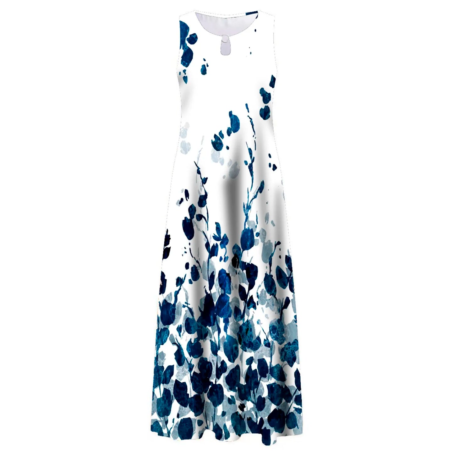 JuliaFashion - New Loose Floral Vintage Hole Big Large Elegant Party Maxi With Pockets Summer Boho Sleeveless Long Dress