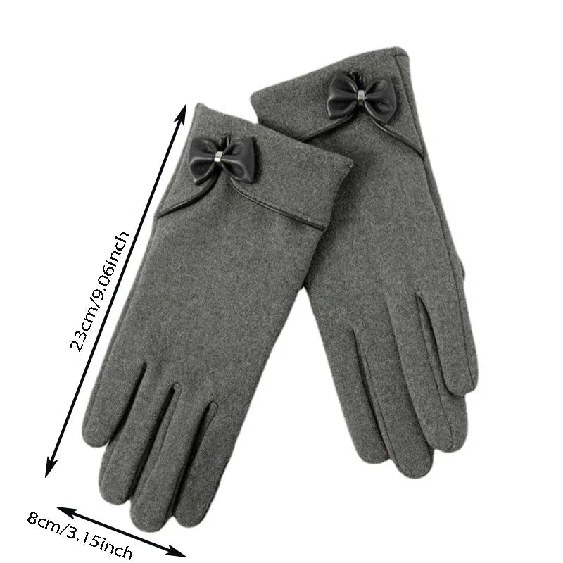 Christmas Cycling Gloves With Velvet Lining And Bow Detail Grey Gloves-L