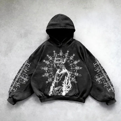 New Demon Girl Print Y2K Oversized Couples Gothic Hoody