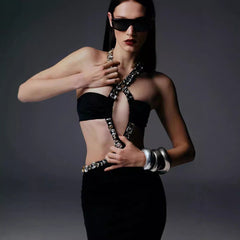 Vintage Gothic Strapless Bodycon Beaded Prom Dress promdress-250223