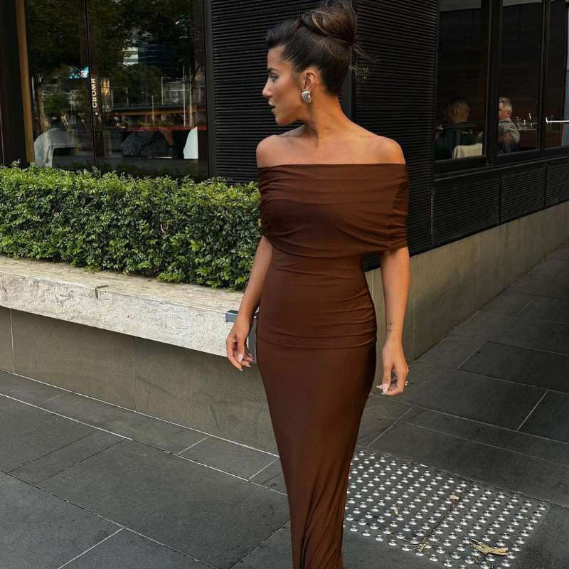 Wear Off Shoulder Backless Sheath Maxi Dress