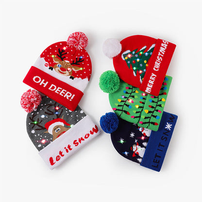 LED Reindeer Knit Christmas Hat