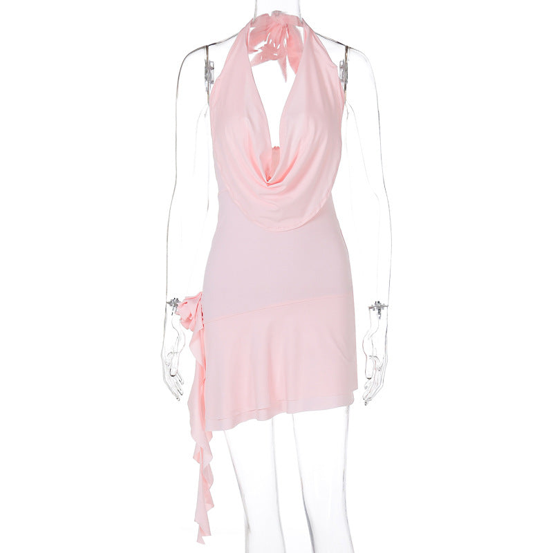 Personalized Swing Collar Lace Up Floral Decoration