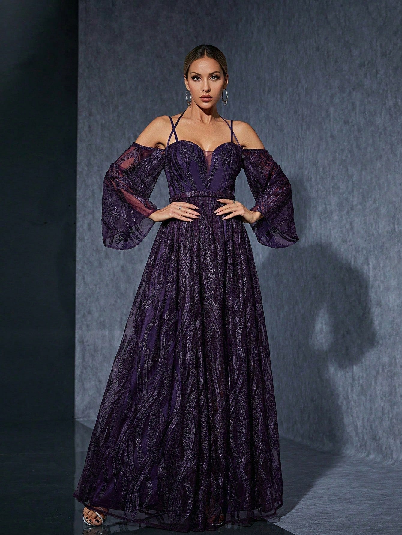 Halter Bell Sleeve Dress Slit Design Dress Beach Party Gathering Evening Dress