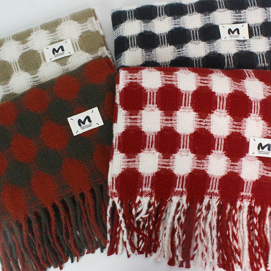 Reversible Polka Dot Fringe Christmas Scarf