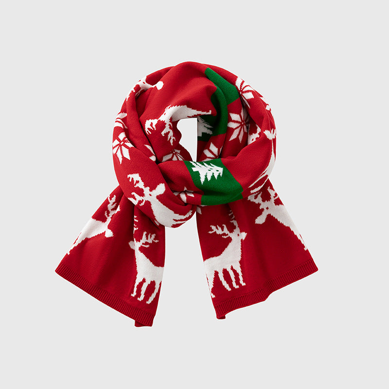 Textured Ribbed Knit Christmas Scarf