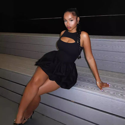 Mini Hollow Out Cutout Sleeveless Minidress Bubble Bubble Dress