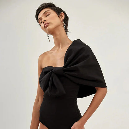 Twilight Noir One Shoulder Swimsuit  - Black