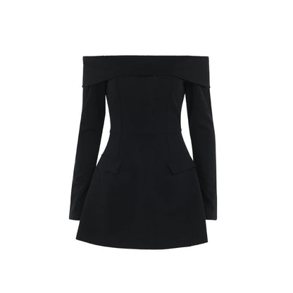 Barbara 2.0 Off Shoulder Mini dress-Black
