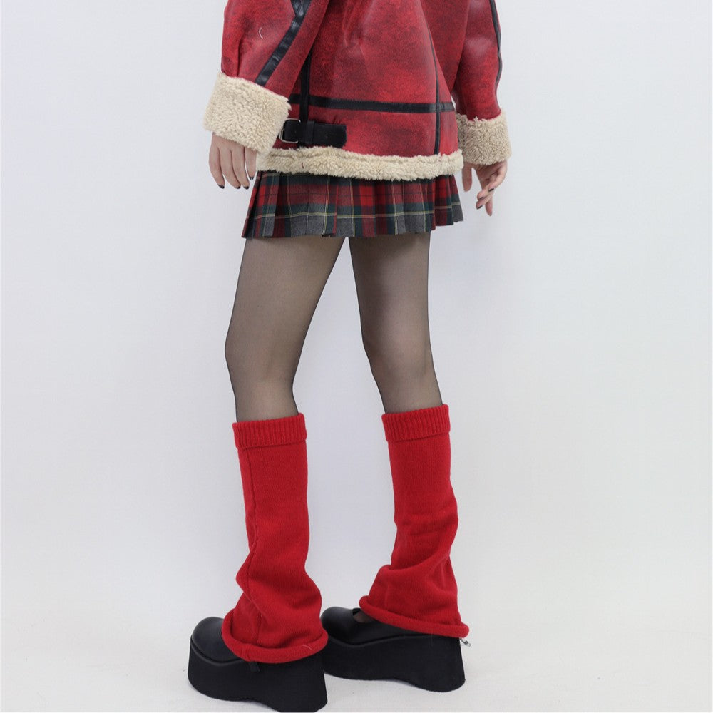 Knit Flared Wide Leg Christmas Leg Warmers