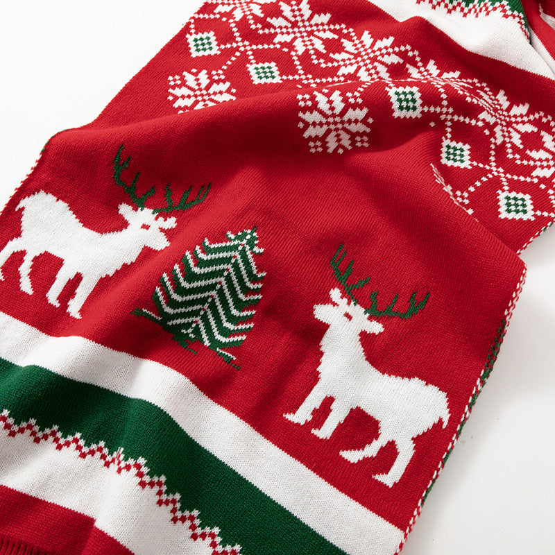 Textured Ribbed Knit Christmas Scarf