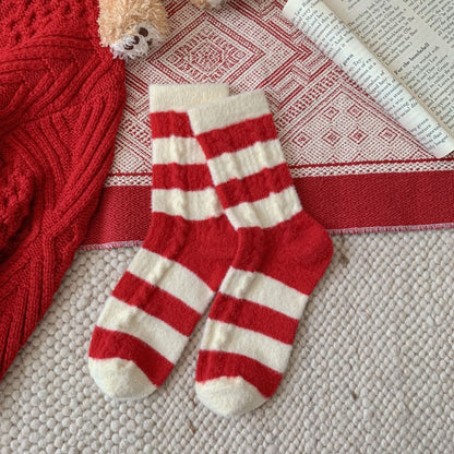 Wool Thick Warm Red Cute Christmas Socks