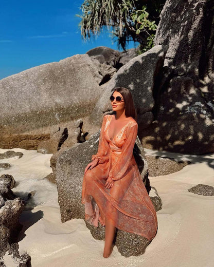 Dusty Rose Swimsuit Set - Orange