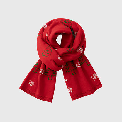 Textured Ribbed Knit Christmas Scarf