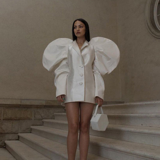 Lamb Leg Sleeve French Dress Niche Design Collared Short Elegant Dress